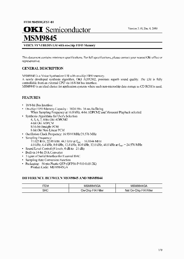 MSM9845GA_1284831.PDF Datasheet