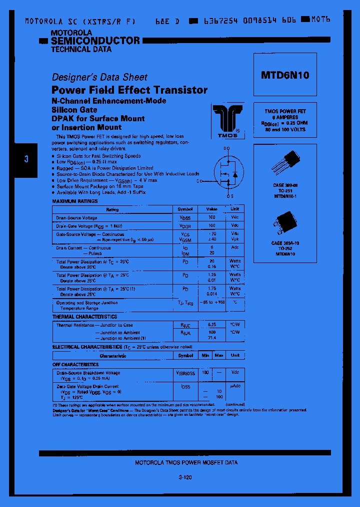 MTD6N10_948523.PDF Datasheet