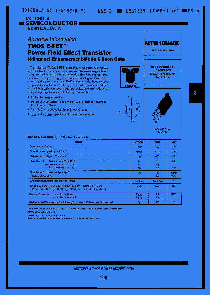 MTW10N40E_1285977.PDF Datasheet