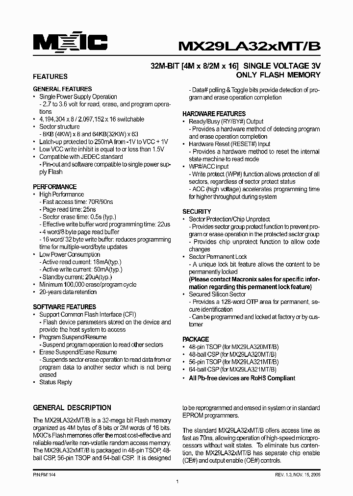 MX29LA32XMT_1286686.PDF Datasheet