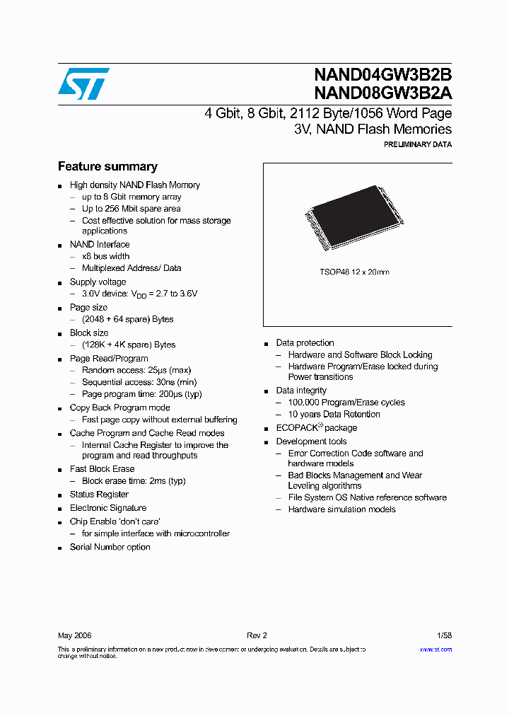 NAND08GW3B2AN1E_1099782.PDF Datasheet