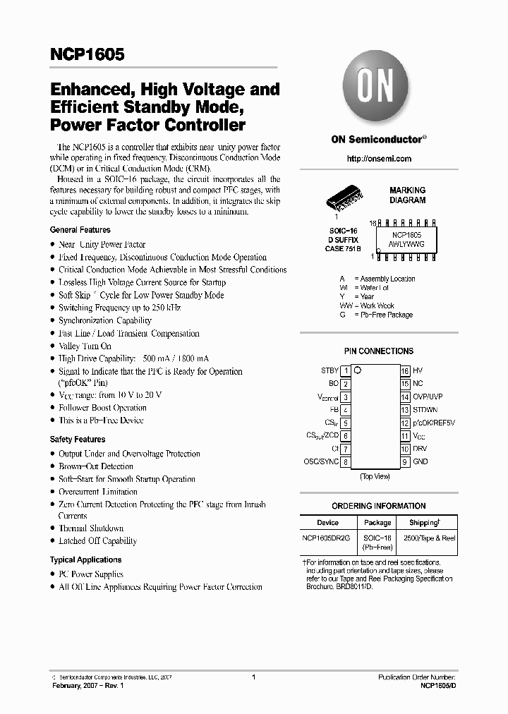 NCP1605_1121432.PDF Datasheet