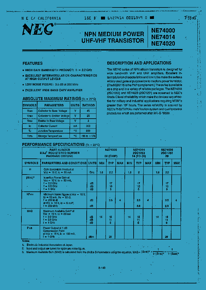 NE74020_1288398.PDF Datasheet