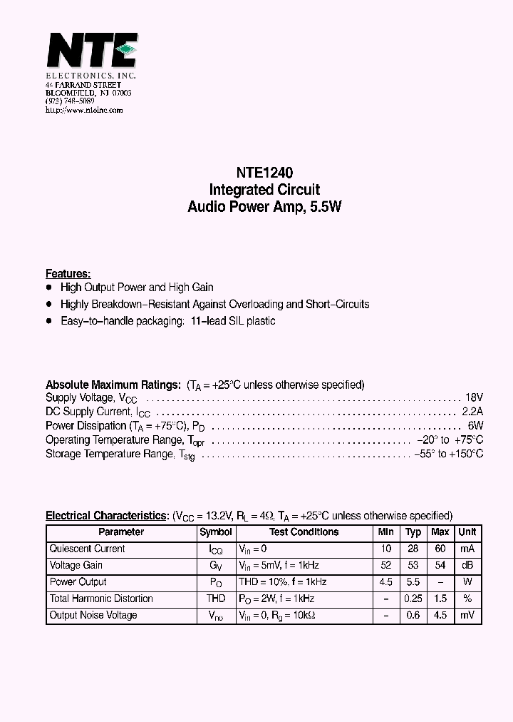 NTE1240_1290049.PDF Datasheet