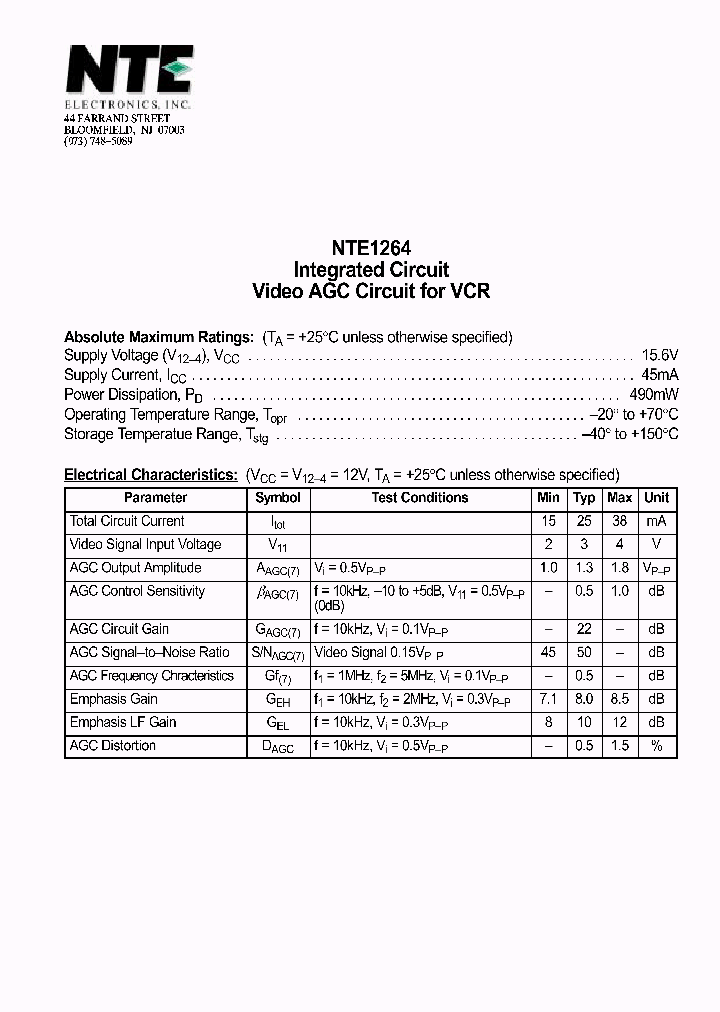 NTE1264_1290055.PDF Datasheet