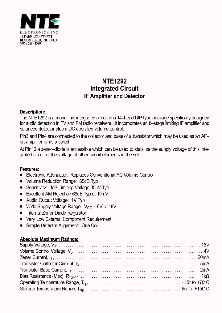NTE1292_1290066.PDF Datasheet