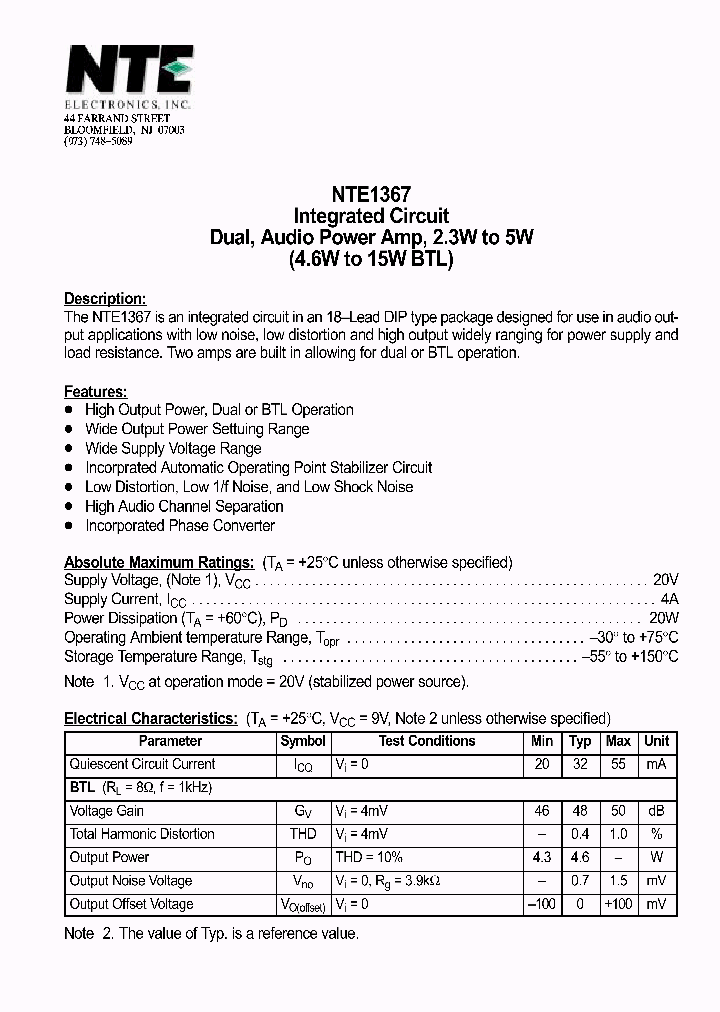 NTE1367_1290091.PDF Datasheet