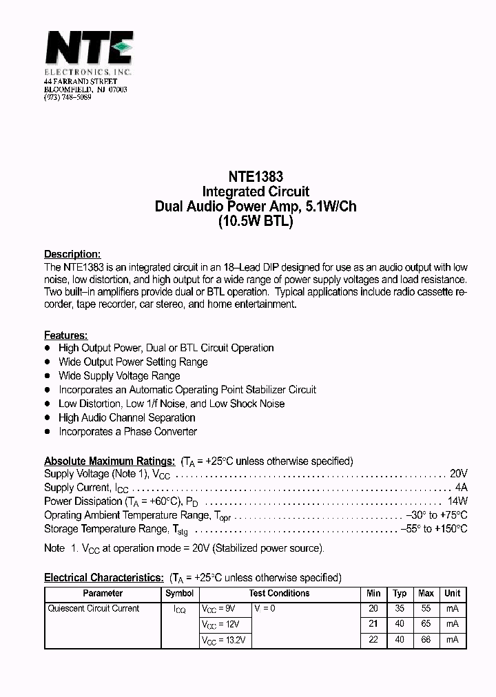NTE1383_1290099.PDF Datasheet