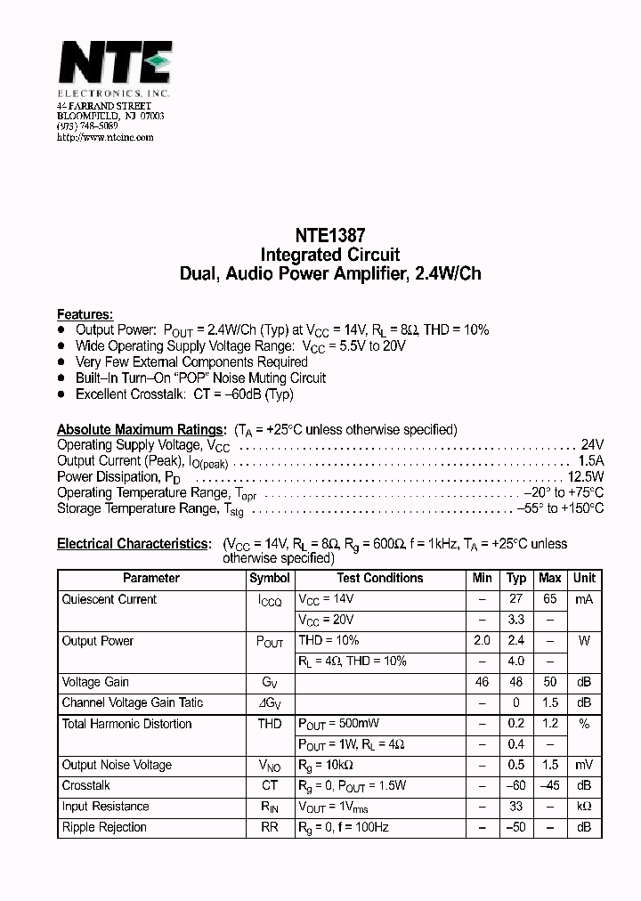 NTE1387_1290100.PDF Datasheet