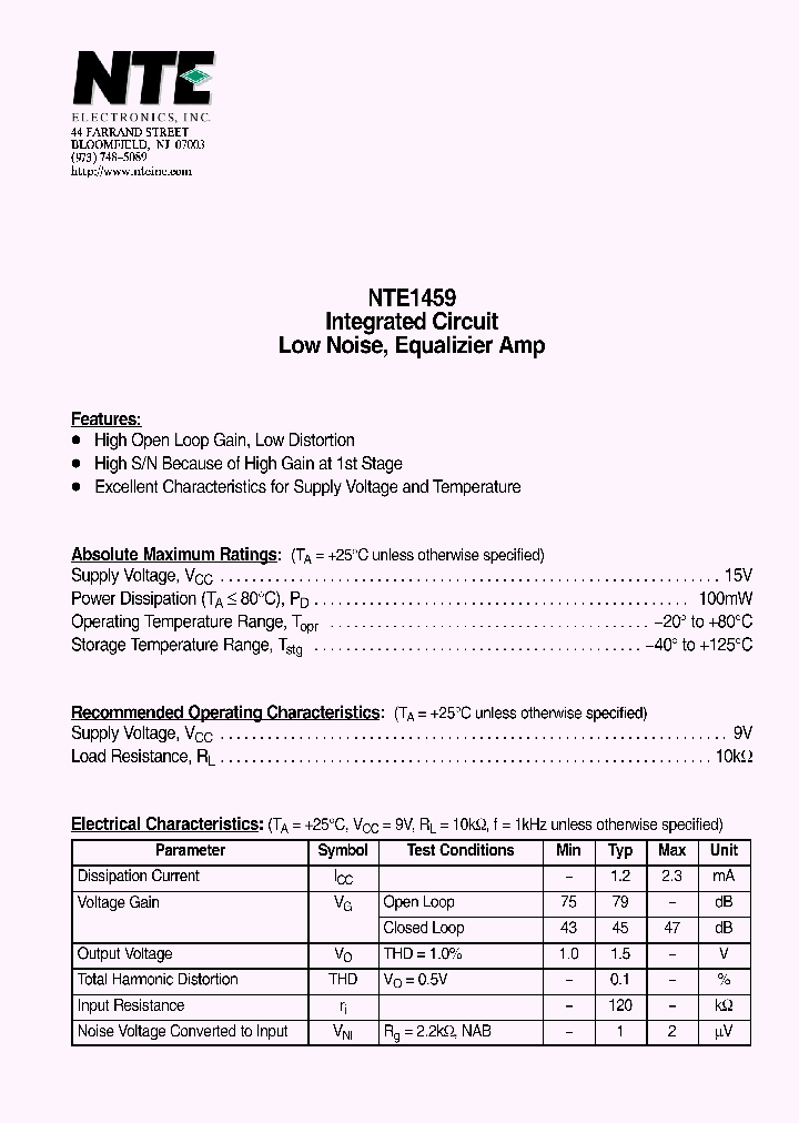 NTE1459_1290128.PDF Datasheet