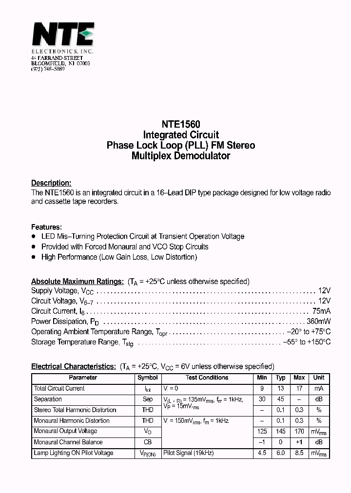 NTE1560_1290181.PDF Datasheet