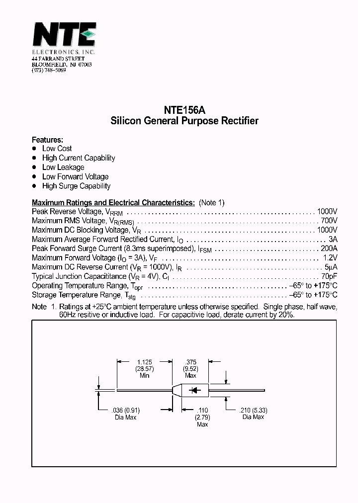 NTE156A_1290185.PDF Datasheet