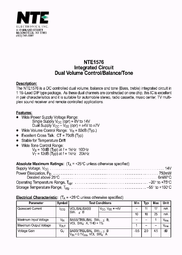 NTE1576_1290189.PDF Datasheet
