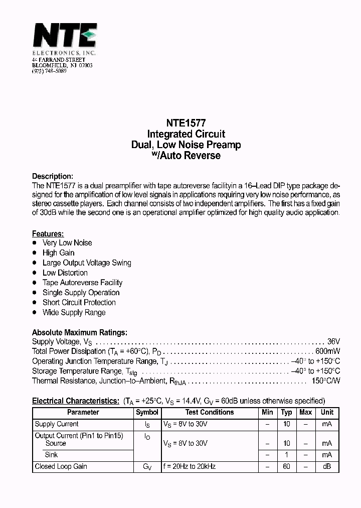 NTE1577_1290190.PDF Datasheet