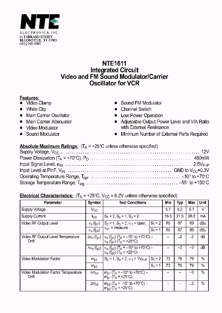 NTE1611_1290211.PDF Datasheet
