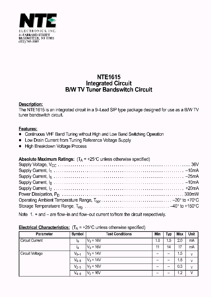 NTE1615_1290213.PDF Datasheet