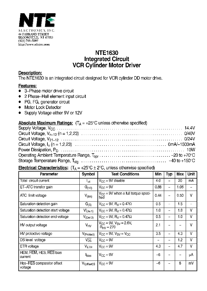 NTE1630_1290220.PDF Datasheet