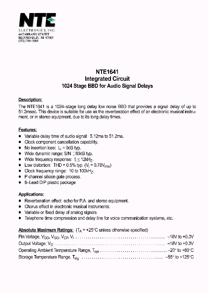 NTE1641_1290227.PDF Datasheet