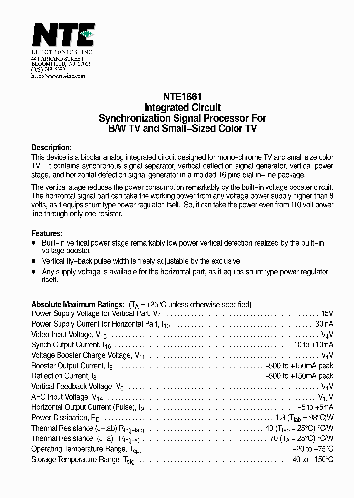NTE1661_1290236.PDF Datasheet