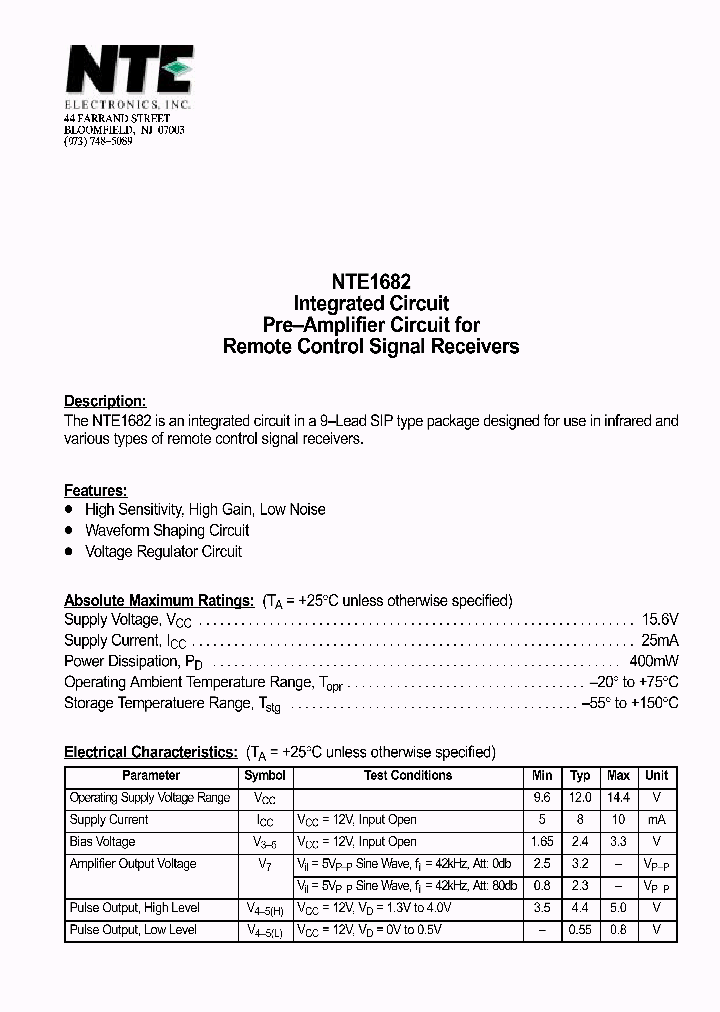 NTE1682_1290246.PDF Datasheet