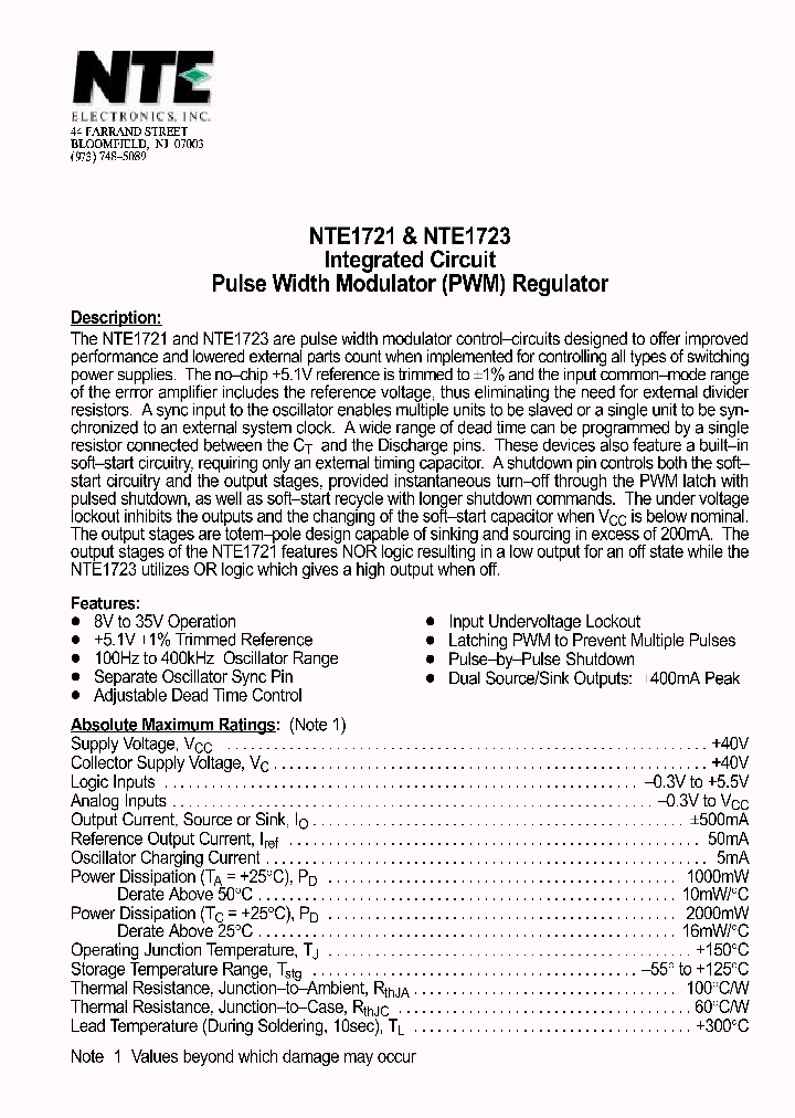 NTE1723_1290278.PDF Datasheet