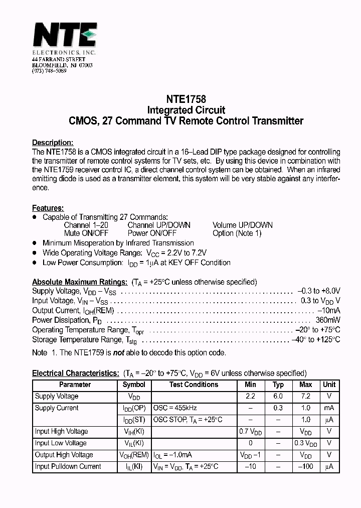 NTE1758_1290299.PDF Datasheet