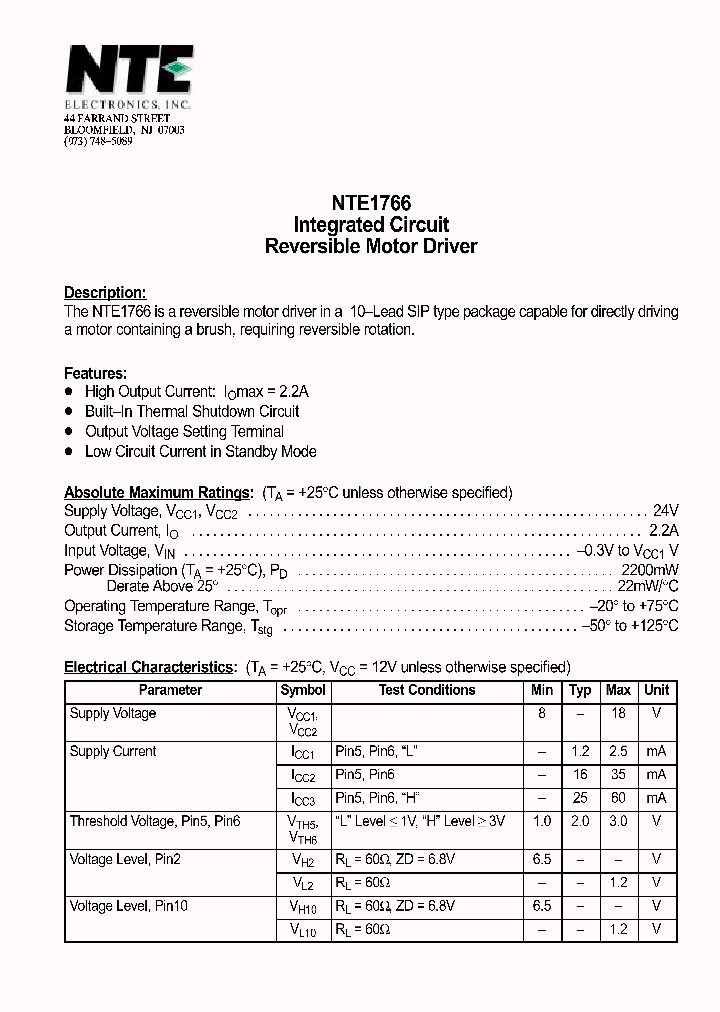 NTE1766_1290305.PDF Datasheet