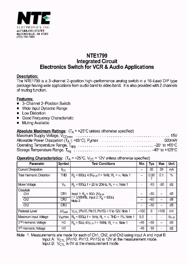 NTE1799_1290324.PDF Datasheet