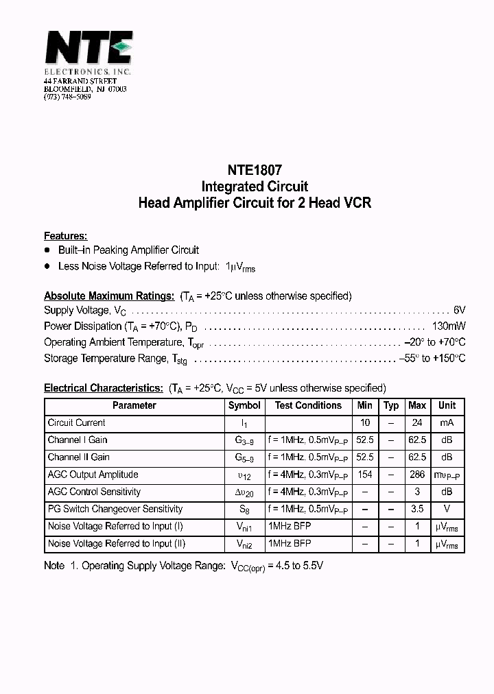 NTE1807_1290332.PDF Datasheet