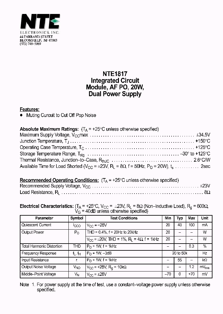 NTE1817_1290341.PDF Datasheet