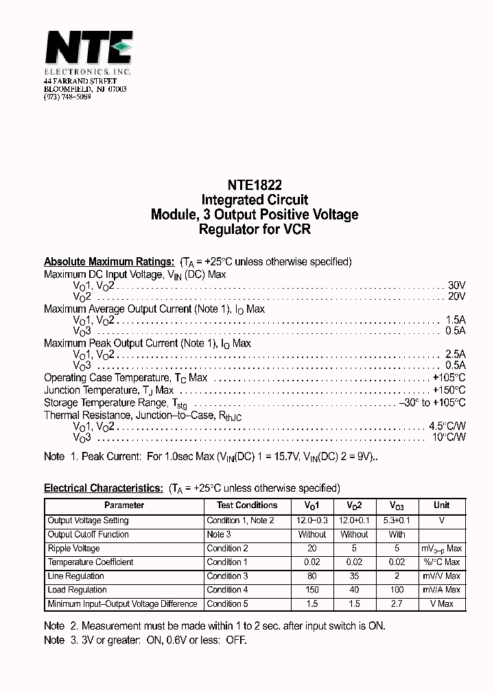 NTE1822_1290345.PDF Datasheet