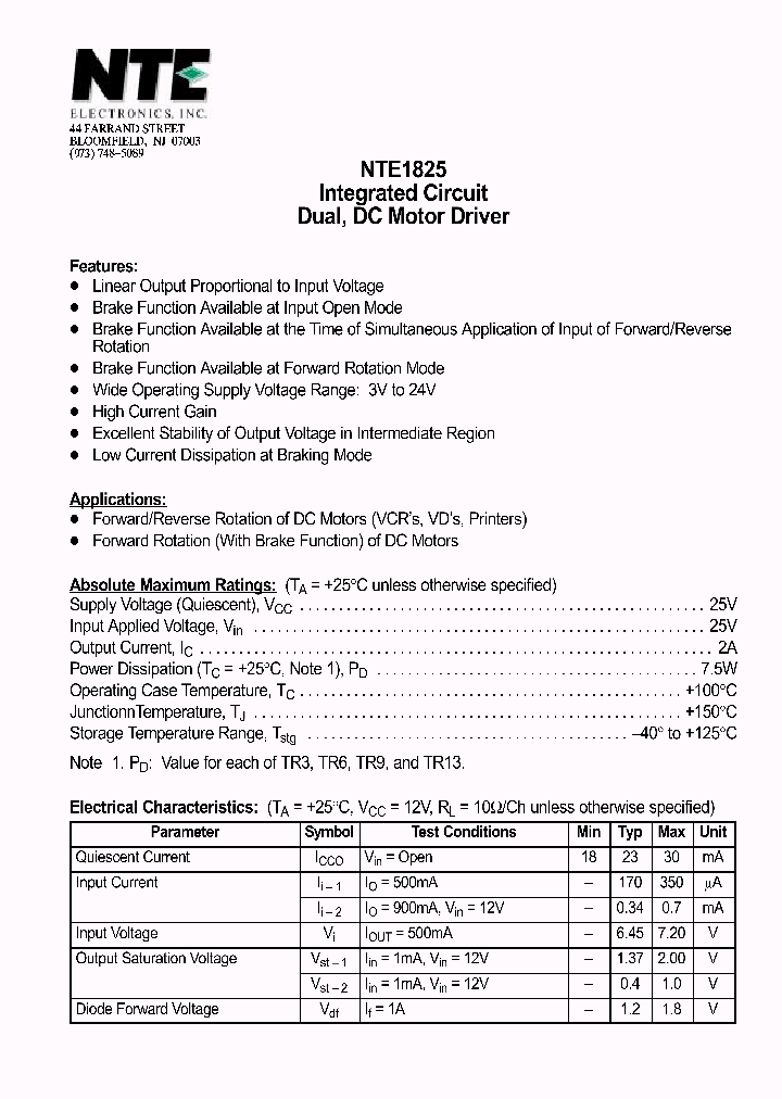 NTE1825_1290346.PDF Datasheet