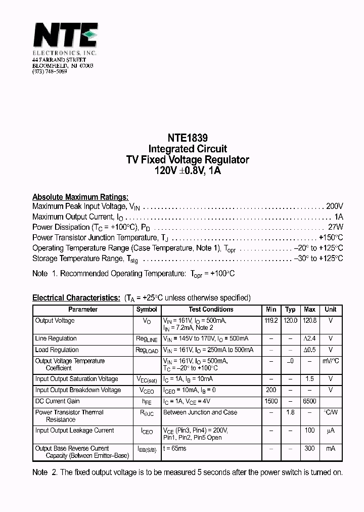 NTE1839_1290356.PDF Datasheet