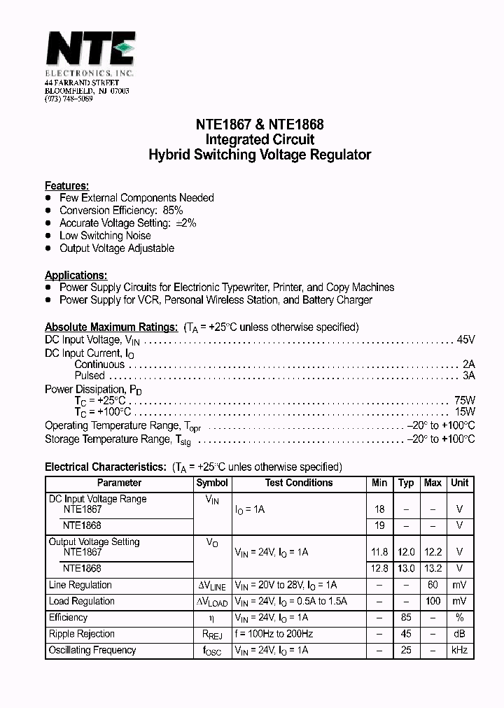 NTE1868_1290379.PDF Datasheet