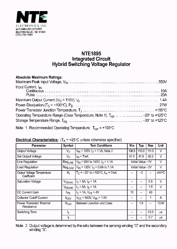 NTE1895_1290398.PDF Datasheet
