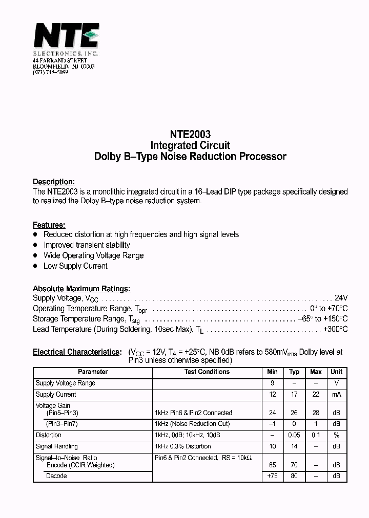 NTE2003_1290453.PDF Datasheet