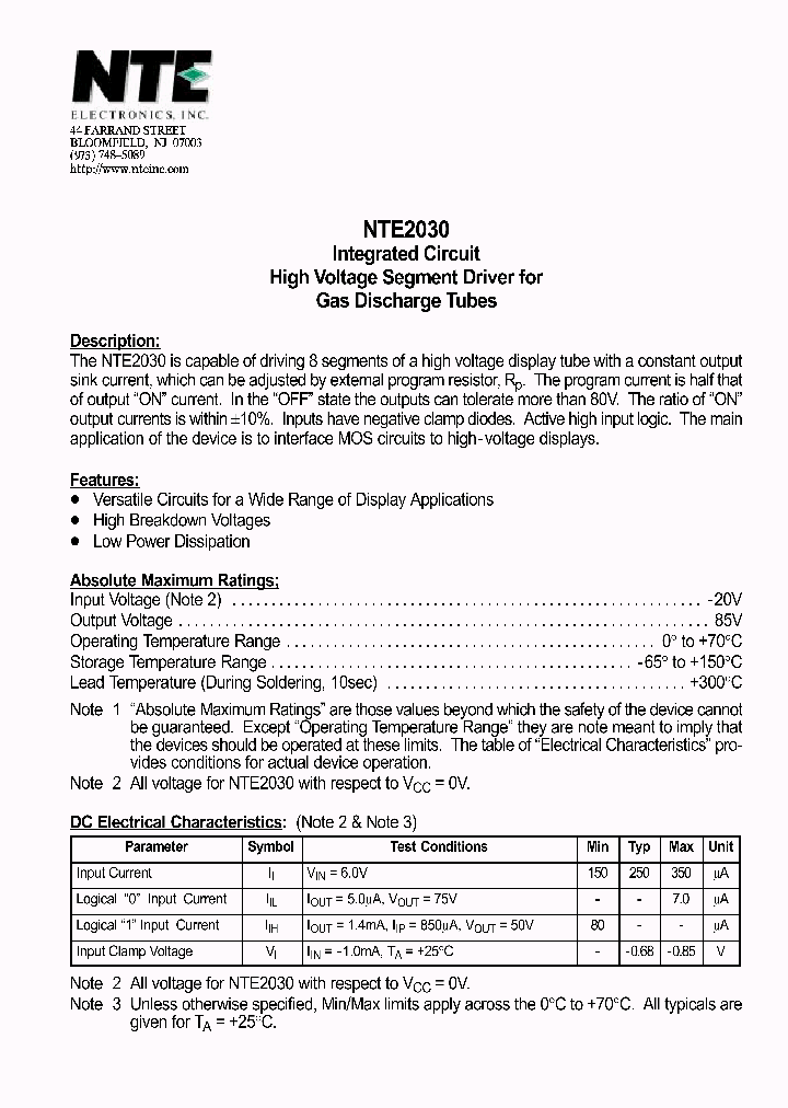 NTE2030_1189047.PDF Datasheet