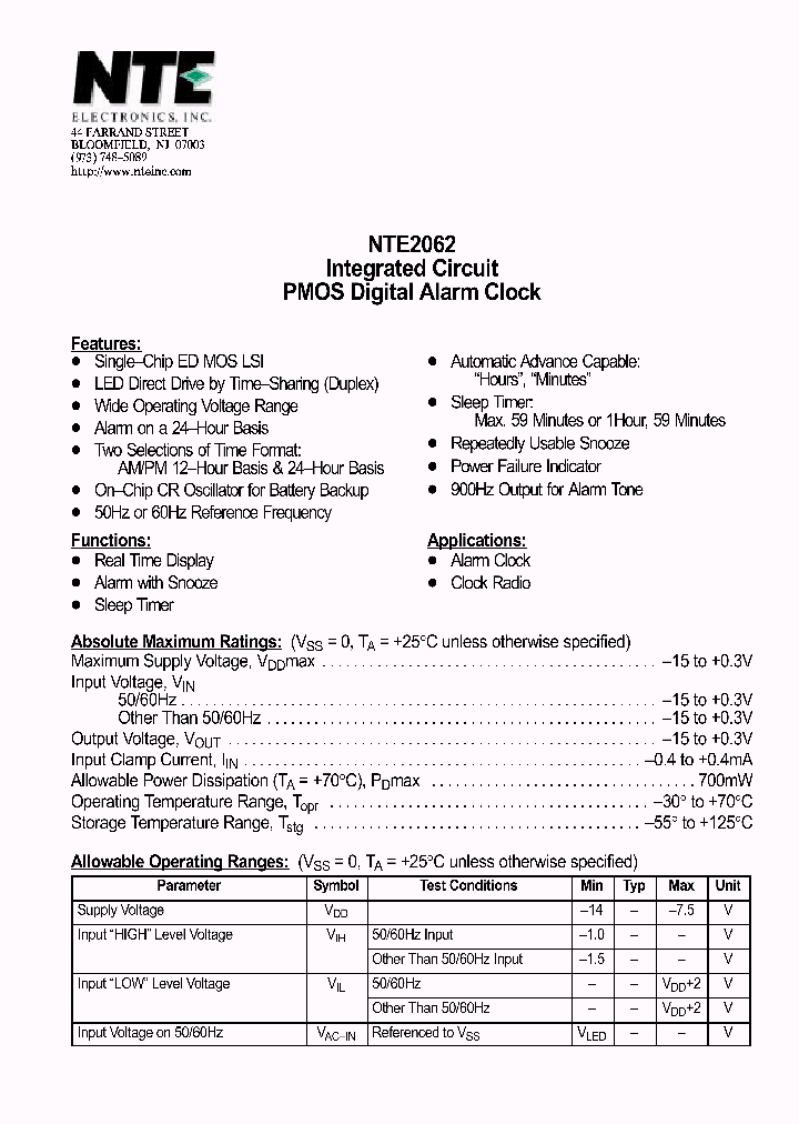 NTE2062_1290470.PDF Datasheet