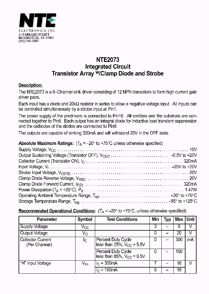 NTE2073_1290472.PDF Datasheet
