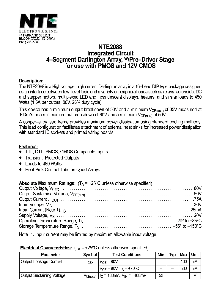 NTE2088_1290481.PDF Datasheet