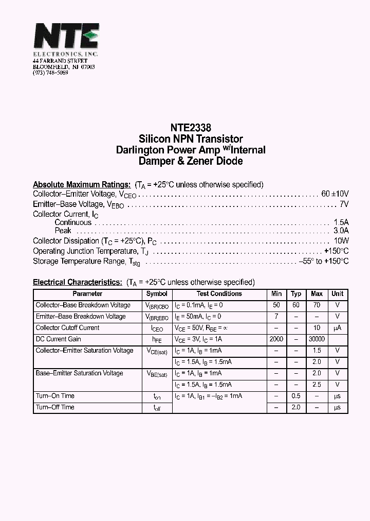 NTE2338_1290539.PDF Datasheet