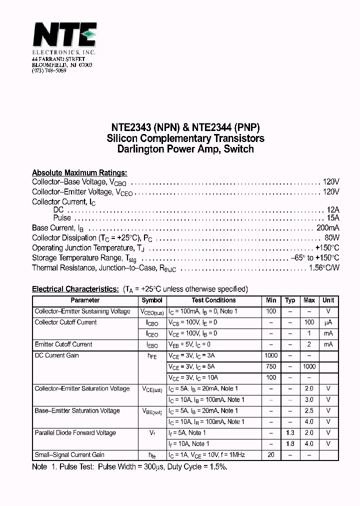 NTE2344_1290544.PDF Datasheet