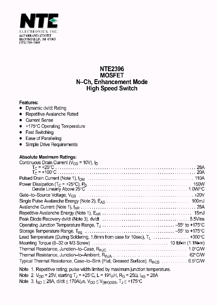 NTE2396_1290585.PDF Datasheet