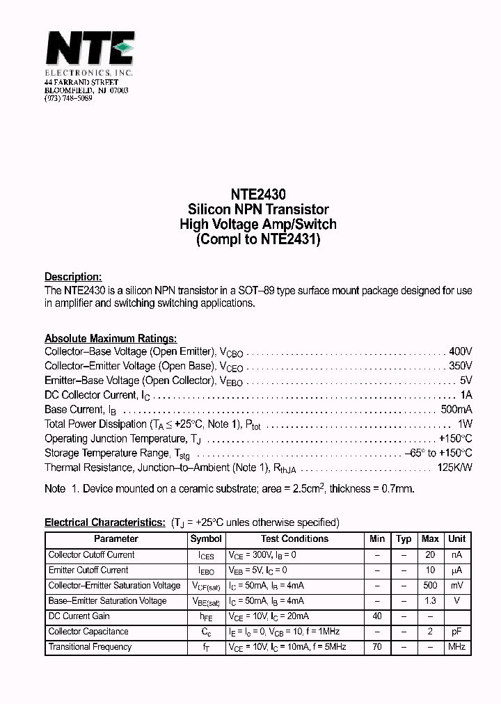 NTE2430_1290606.PDF Datasheet