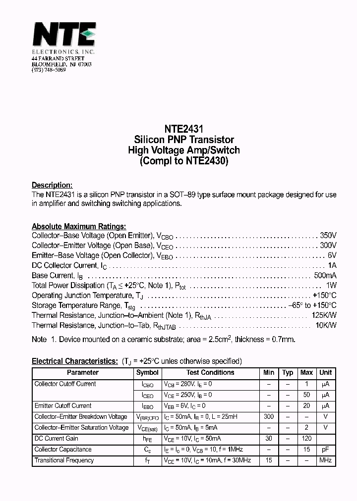 NTE2431_1290607.PDF Datasheet