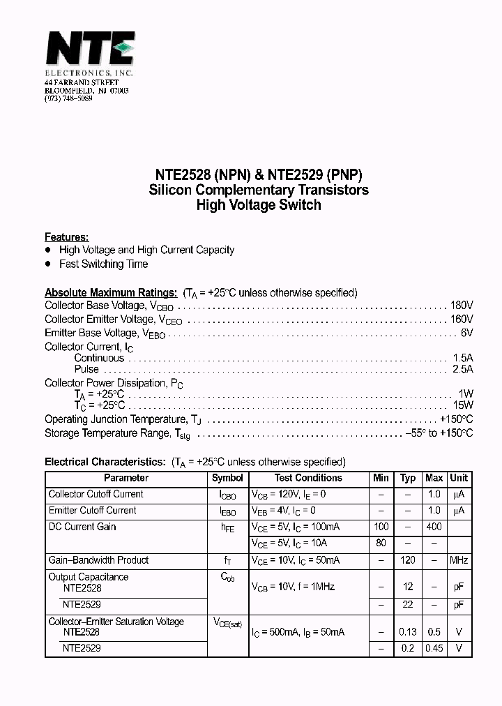 NTE2529_1290631.PDF Datasheet