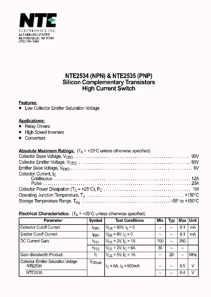 NTE2535_1290635.PDF Datasheet