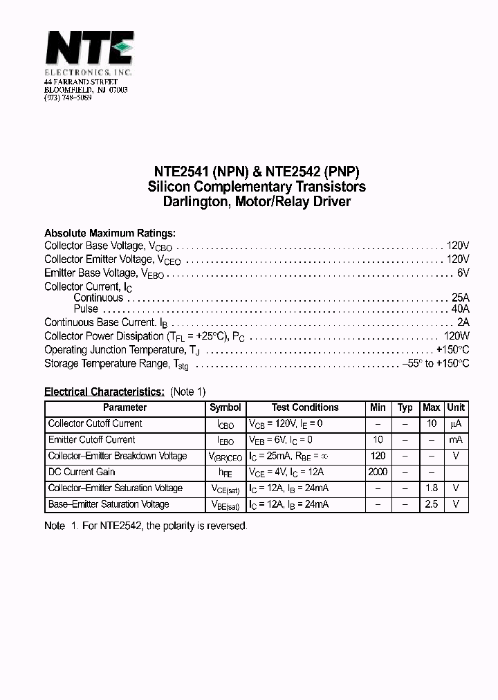 NTE2542_1290641.PDF Datasheet
