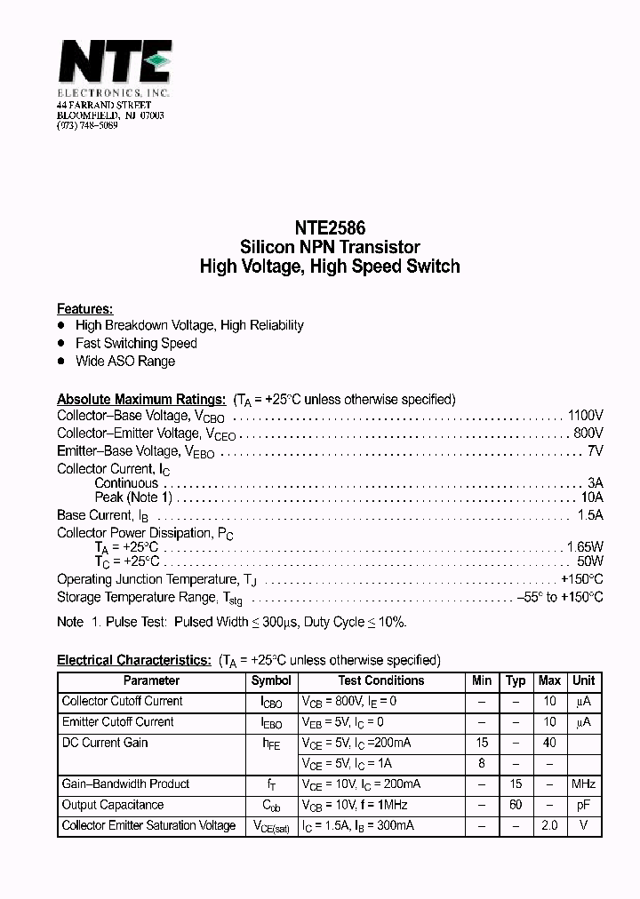NTE2586_1182860.PDF Datasheet