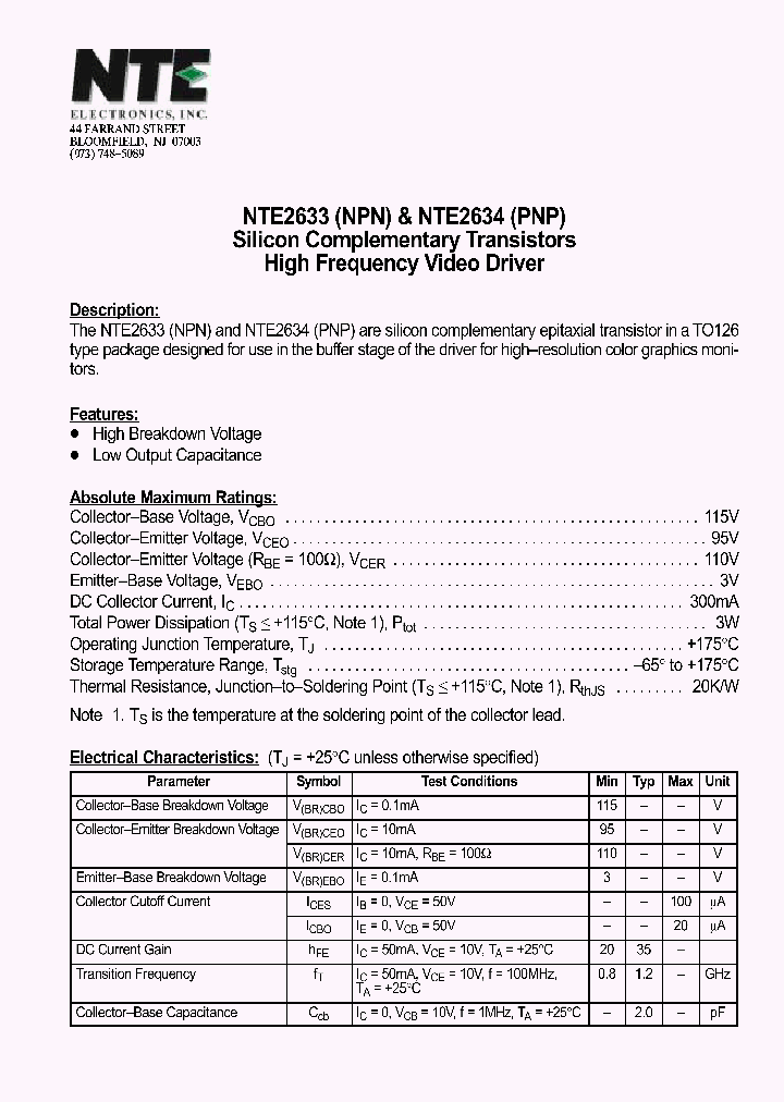 NTE2634_1290671.PDF Datasheet